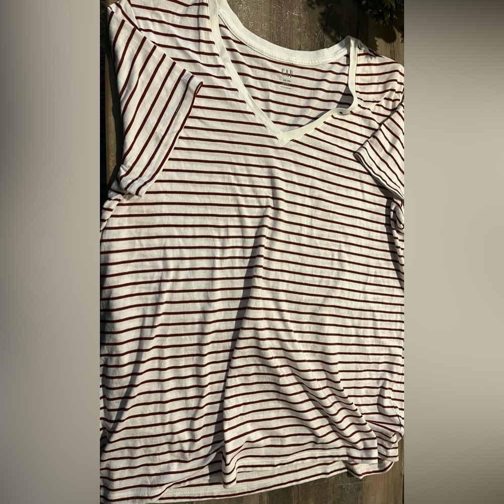 Gap Short Sleeve Striped V Neck XXLarge